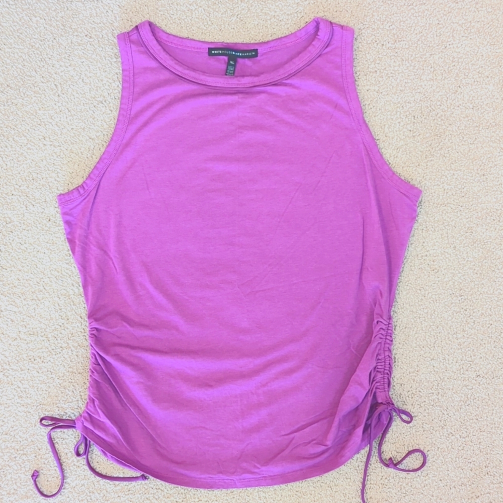 WHBM rouched side sleeveless tee